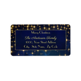Kerstblauw gouden sterren Retourlabel Etiket