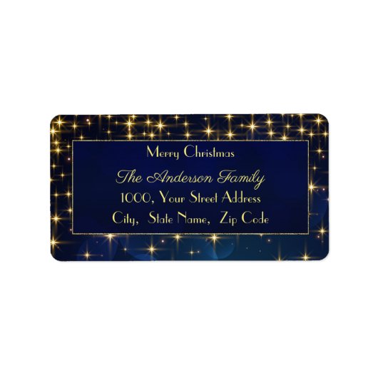 Kerstblauw gouden sterren Retourlabel Etiket (Voorkant)