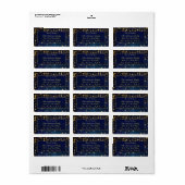 Kerstblauw gouden sterren Retourlabel Etiket (Full Sheet)