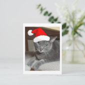 Kerstblauw, grijs feestdagenkaart (Staand voorkant)