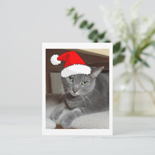 Kerstblauw, grijs feestdagenkaart (Staand voorkant)