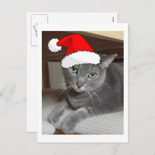 Kerstblauw, grijs feestdagenkaart (Voorkant / Achterkant)