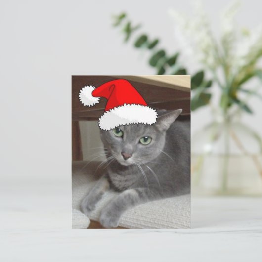 Kerstblauw, grijs feestdagenkaart (Staand voorkant)