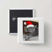 Kerstblauw, grijs vierkante button 5,1 cm (Voorkant /achterkant)