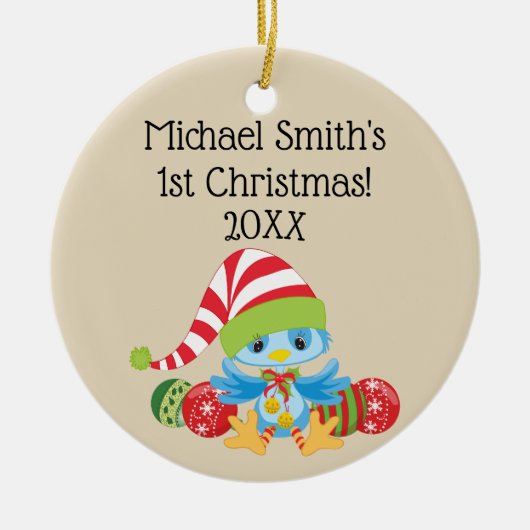 Kerstblauw-keramische sierbloem keramisch ornament (Voorkant)