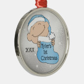 Kerstblauw-kerstblauw Metalen Ornament (Rechts)