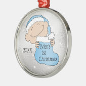 Kerstblauw-kerstblauw Metalen Ornament (Links)