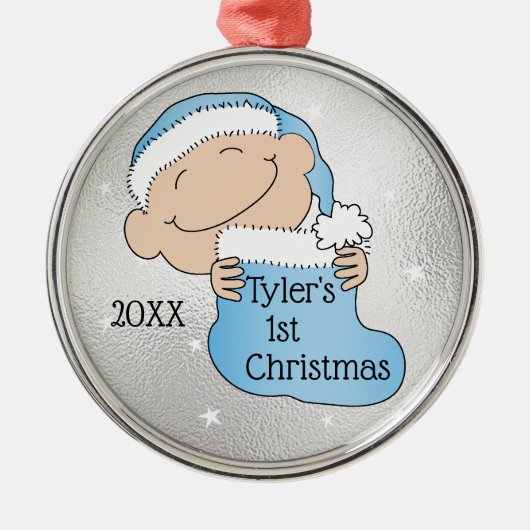 Kerstblauw-kerstblauw Metalen Ornament (Voorkant)