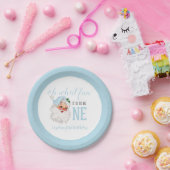 Kerstblauw Kerstman Eerste Verjaardag Papieren Bordje (Feest)