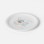 Kerstblauw Kerstman Eerste Verjaardag Papieren Bordje (Gekanteld)