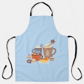 kerstblauw koffie stijl schort (Voorkant)
