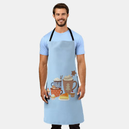 kerstblauw koffie stijl schort