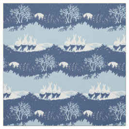 kerstblauw konijnenkonijn met  scène stof