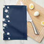 Kerstblauw met Feestdagen sneeuwvlokken Theedoek (Quarter Fold)