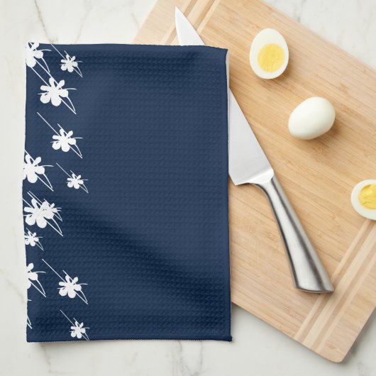 Kerstblauw met Feestdagen sneeuwvlokken Theedoek (Quarter Fold)