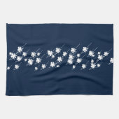 Kerstblauw met Feestdagen sneeuwvlokken Theedoek (Horizontaal)