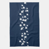 Kerstblauw met Feestdagen sneeuwvlokken Theedoek (Verticaal)