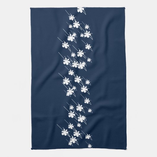 Kerstblauw met Feestdagen sneeuwvlokken Theedoek (Verticaal)