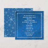 Kerstblauw met glitter border nodig kaart (Voorkant / Achterkant)