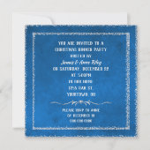 Kerstblauw met glitter border nodig kaart (Voorkant)