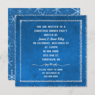 Kerstblauw met glitter border nodig kaart