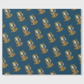 kerstblauw met kerstblauw cadeaupapier (Vlak)