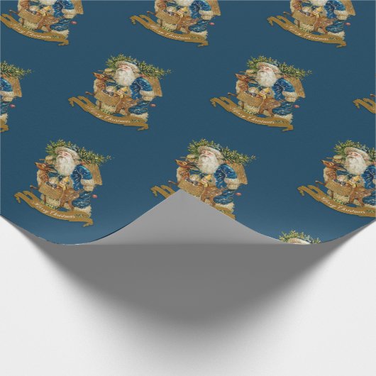  kerstblauw met kerstblauw cadeaupapier (Hoek)
