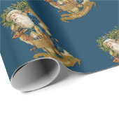 kerstblauw met kerstblauw cadeaupapier (Rol Hoek)