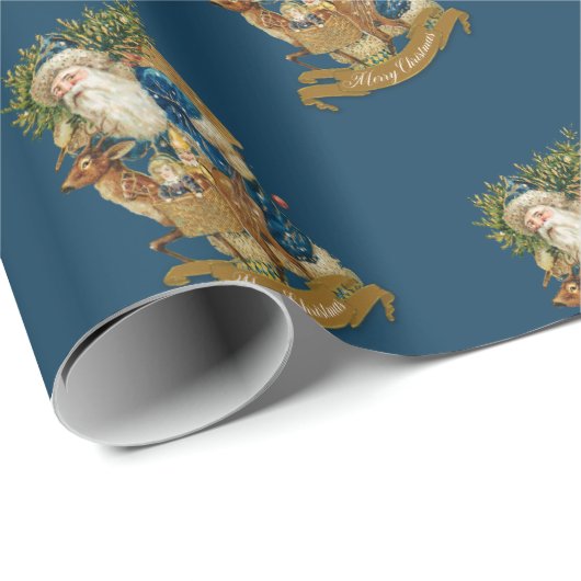  kerstblauw met kerstblauw cadeaupapier (Rol Hoek)
