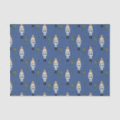 Kerstblauw Nutkraker en Holly Berry Branches Tissuepapier (Voorkant)