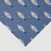 Kerstblauw Nutkraker en Holly Berry Branches Tissuepapier (Detail)