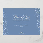 Kerstblauw Ornament Gold Folie Uitnodiging (Achterkant)