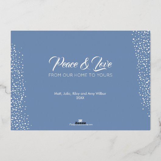 Kerstblauw Ornament Gold Folie Uitnodiging (Achterkant)