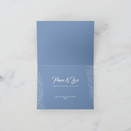 Kerstblauw Ornament met kleine vulling Feestdagen Kaart (Binnen)