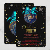 Kerstblauw ornamenten diamanten, sneeuwvlokken kaart (Voorkant / Achterkant)