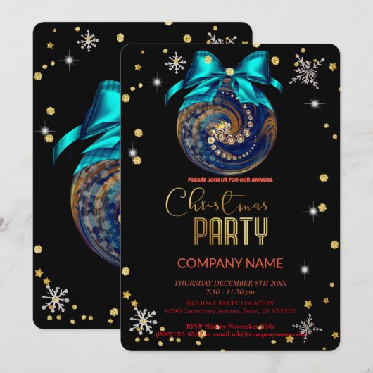 Kerstblauw ornamenten diamanten, sneeuwvlokken kaart (Voorkant / Achterkant)