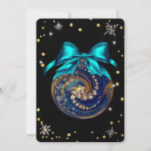 Kerstblauw ornamenten diamanten, sneeuwvlokken kaart (Achterkant)