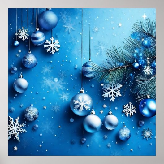 kerstblauw poster (Voorkant)