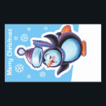 Kerstblauw rechthoekige sticker Penguin skater.<br><div class="desc">Kerst helderblauw rechthoekige sticker Penguin skater en andere Snowfolk. Winter Wonderland sneeuwpoppen. Lieflijke winterse personages met schaatspinguïns, sleeën sneeuwmeisjes, skiën sneeuwpoppen en schaatsen sneeuwpoppen : ) Bekijk ook de bijpassende Lovable winterse sneeuwpoppen en sneeuwmeisje personages spelen hun instrumenten in een kerstband. Een mooie geïllustreerde originele decoratie om je cadeaus op...</div>