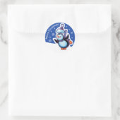 Kerstblauw rond sticker Pinguïn schaatsen. (Tas)