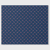 Kerstblauw rood snoeprietpatroon cadeaupapier (Vlak)