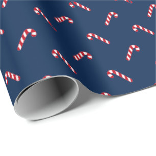 Kerstblauw rood snoeprietpatroon cadeaupapier