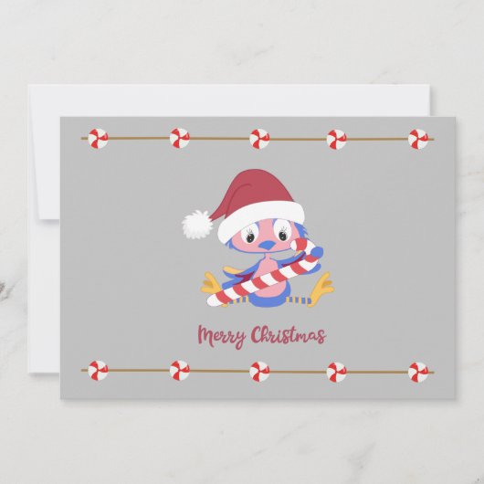 Kerstblauw Snoep Decor  tekst Feestdagenkaart (Voorkant)