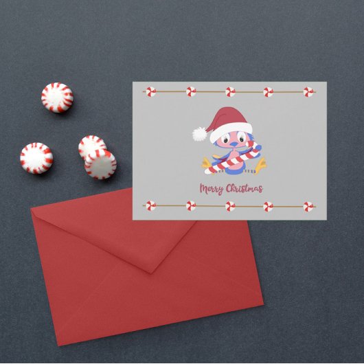 Kerstblauw Snoep Decor  tekst Feestdagenkaart