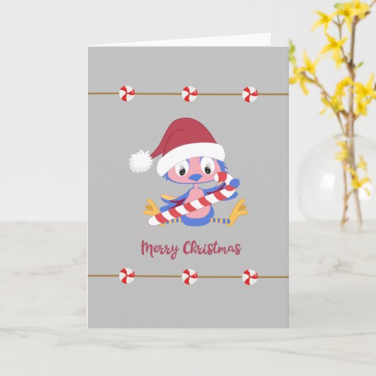 Kerstblauw Snoep Mint Blank in feestdag Kaart (Gele Bloem)