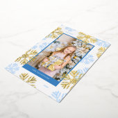 Kerstblauw Snowflake-lijst Folie Feestdagenkaart (Gedraaid)