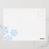 Kerstblauw Snowflake-lijst licht Folie Feestdagen Briefkaart (Achterkant)