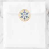 Kerstblauw Snowflake Sparkle Gold Ronde Sticker (Tas)