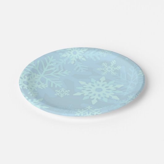 Kerstblauw Snowflakes Dessert Borden Papieren Bordje (Gekanteld)