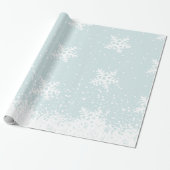 Kerstblauw Snowflakes die de sneeuwfeestdag vieren Cadeaupapier (Uitgerold)